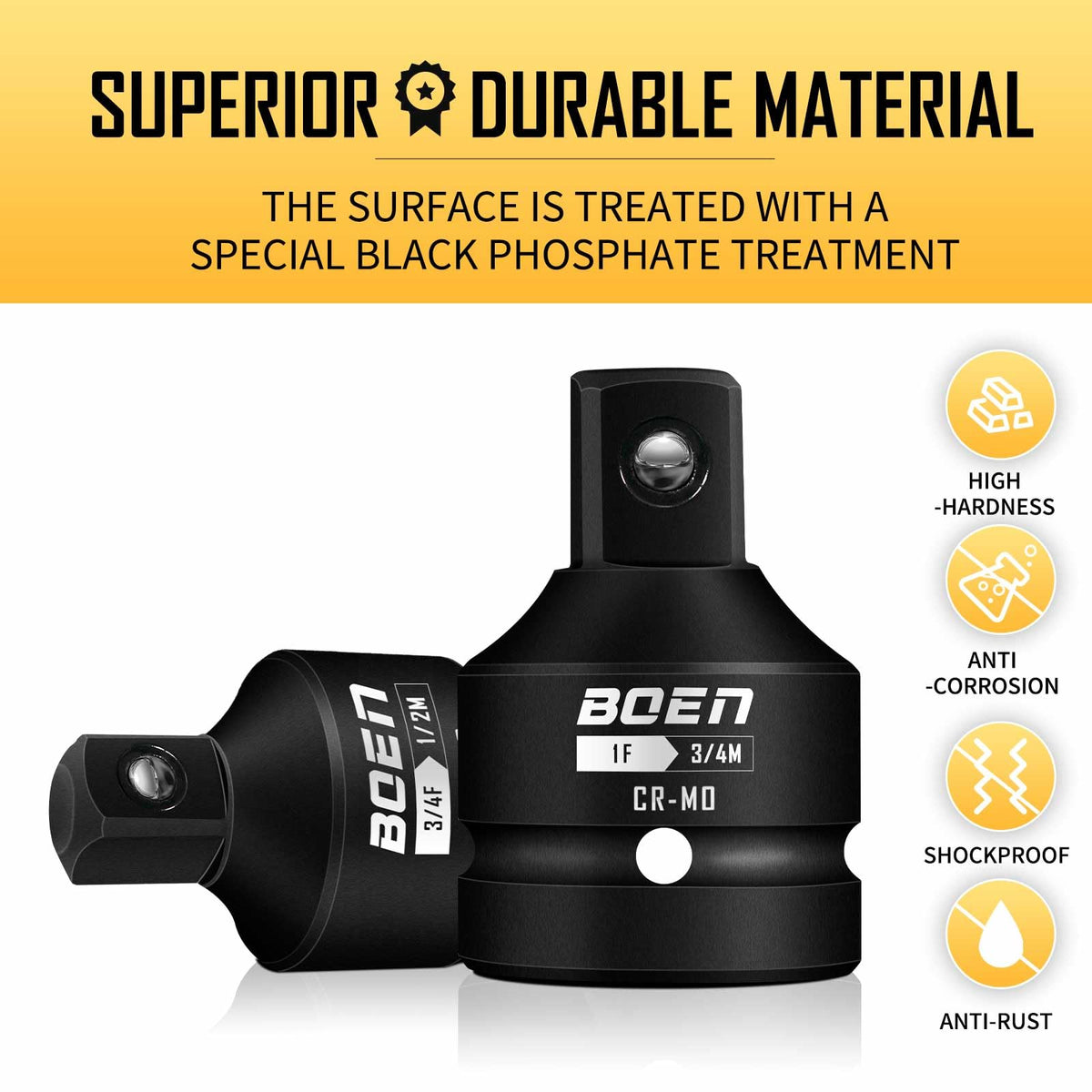 BOEN black phosphating finish resists rust for long-term use.