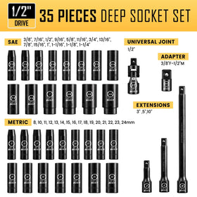 Boen deep-well sockets with precise SAE and metric sizes for reliable fit