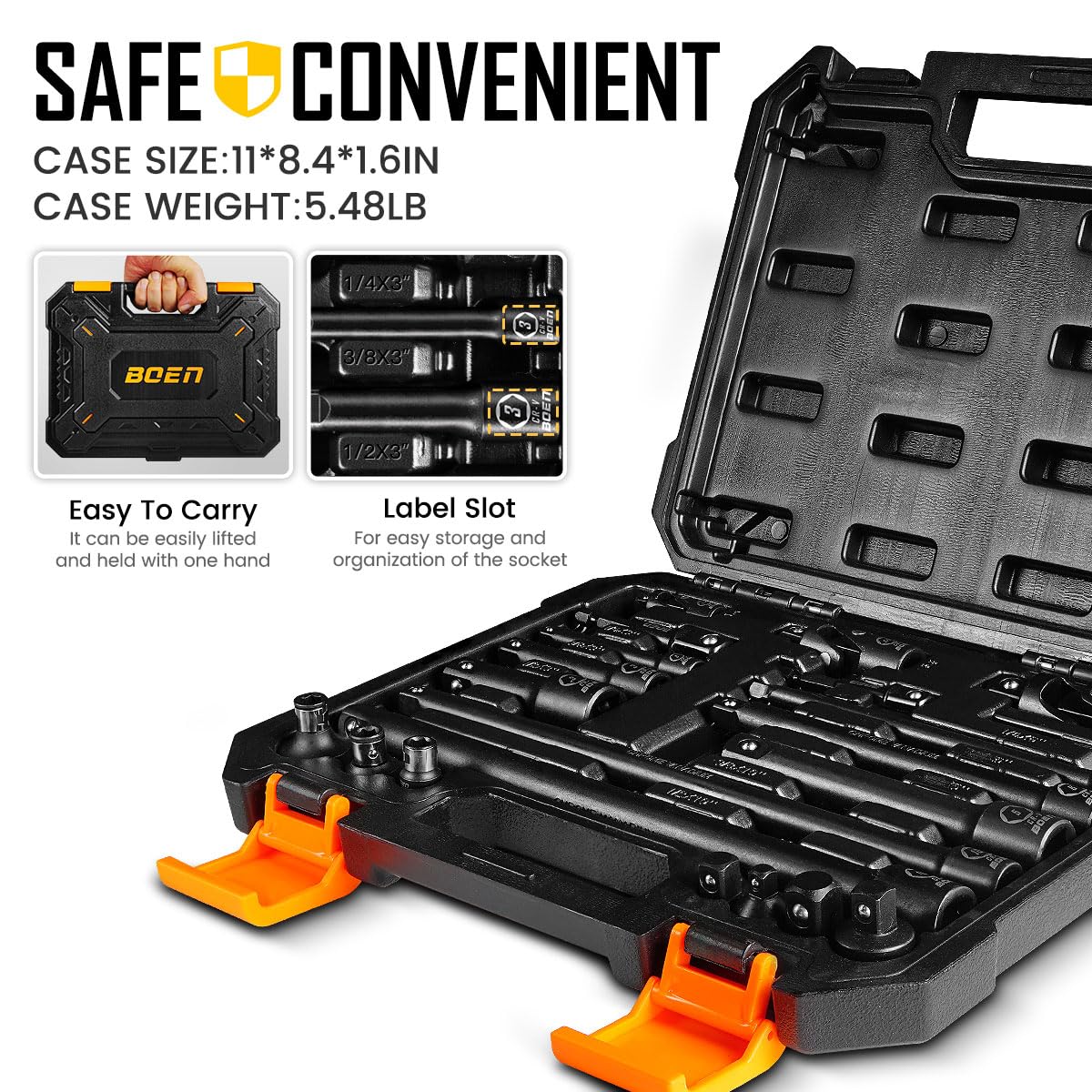 BOEN rugged storage case keeps tools organized and portable.