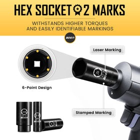 Extension bars in 3, 5, and 10 inches extend reach in tight spaces