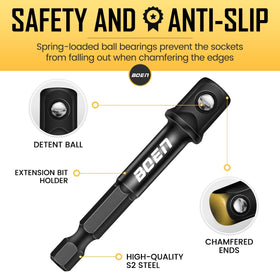 Boen heat-treated chrome vanadium adapters emphasize durability for tough tasks.