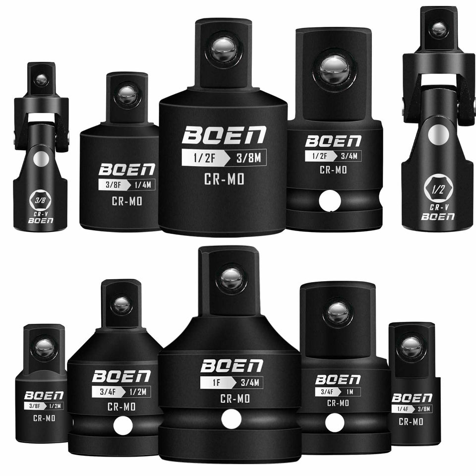 BOEN impact socket adapter set in case for quick, organized tool swaps.