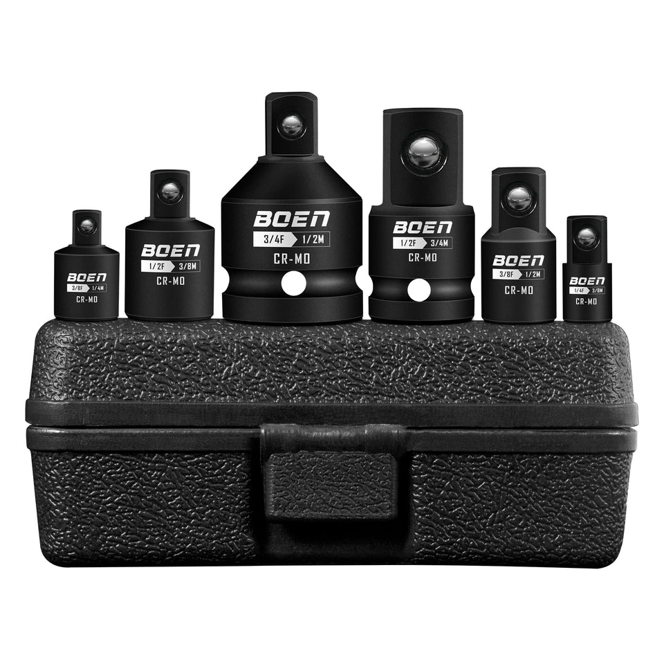 Boen impact socket adapter set case shown in a durable blow-molded case for easy storage.