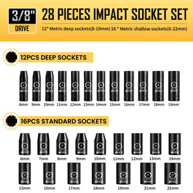 Boen metric shallow sockets 6-22mm for fast access in tight spaces