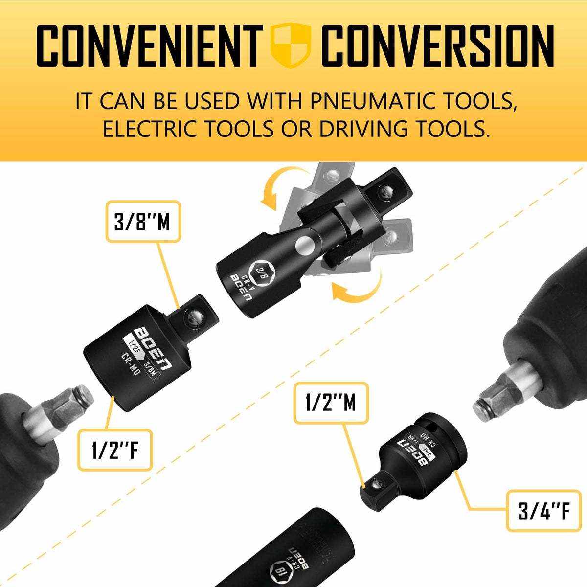 BOEN universal joint provides flexible access in tight spaces.