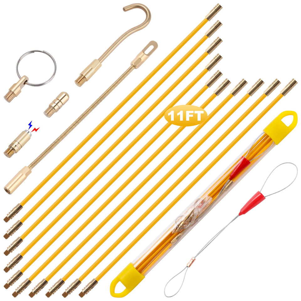 Boeray 11ft fiberglass fish tape kit in case for fast conduit pulls