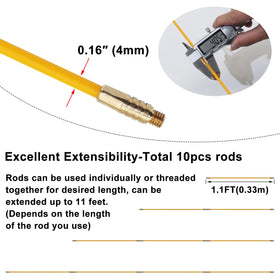 Boeray extended 11ft fiberglass tape for longer pulls through conduits