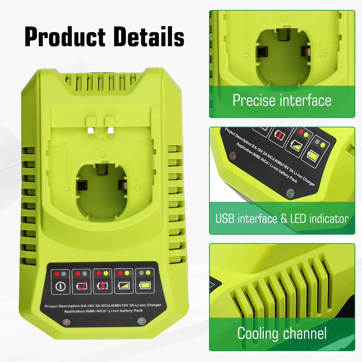 Boetpcr 18V battery pack for Ryobi P105 supports long tasks
