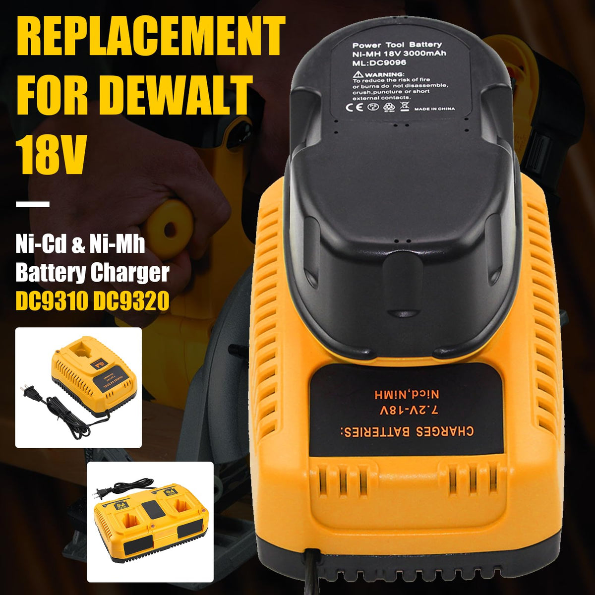 Boetpcr 18V battery paired with Dewalt tools for extended use