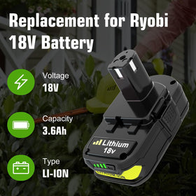 Boetpcr compatible Ryobi 18V battery for P102–P108 tools