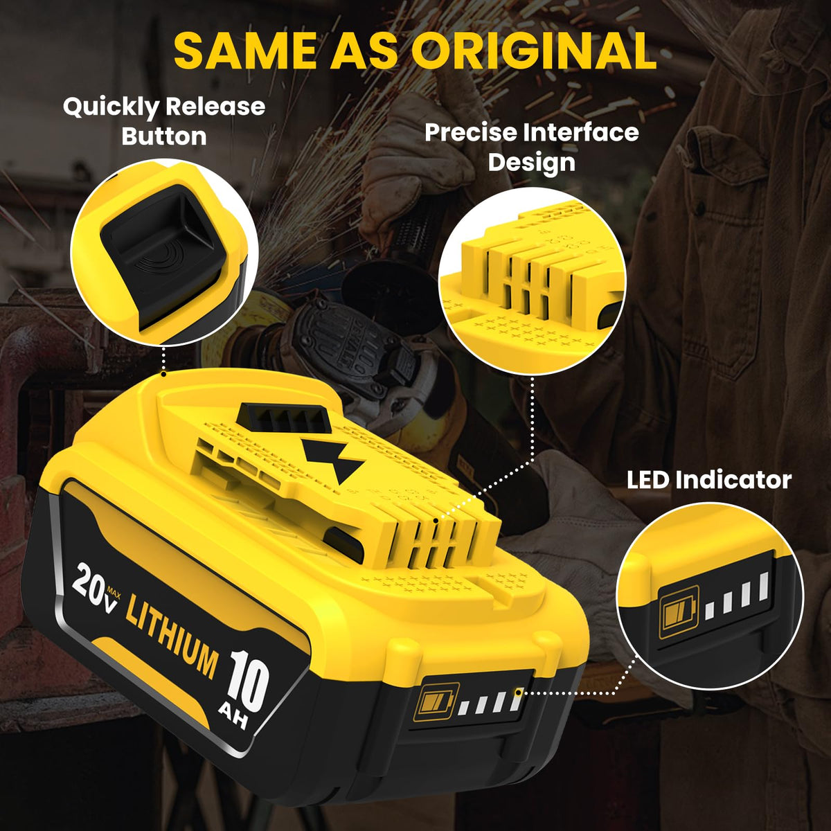 Boetpcr Dewalt 20V charger 12-20V 4A powers multiple batteries quickly