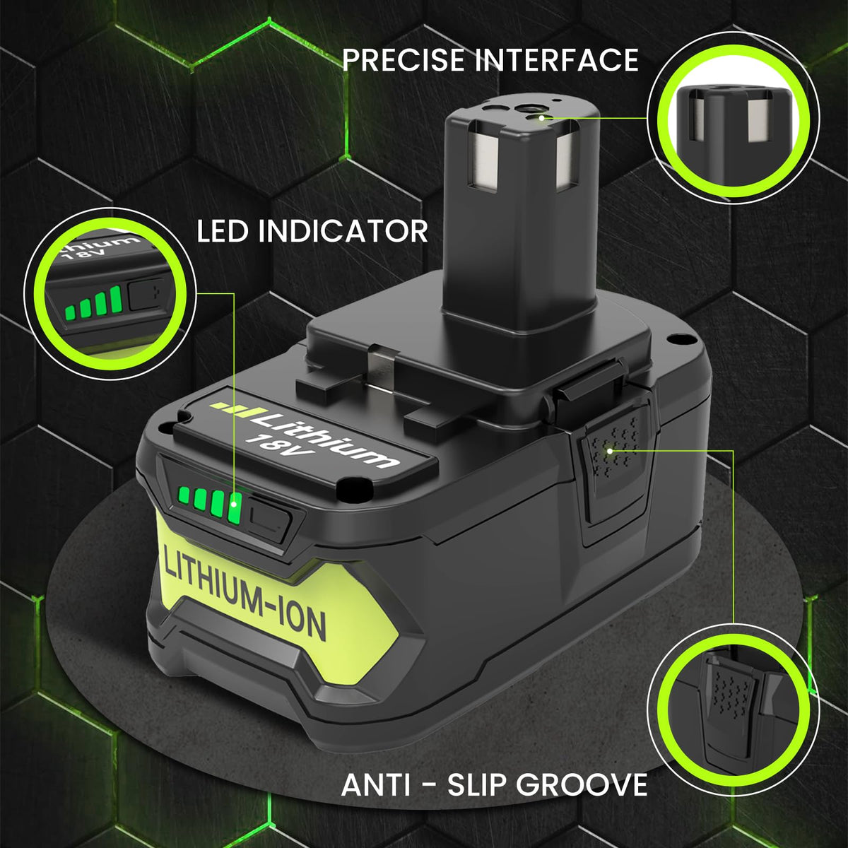Boetpcr Ryobi 18V 8000mAh battery label detailing capacity