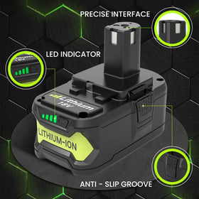 Boetpcr Ryobi 18V 8000mAh battery label detailing capacity
