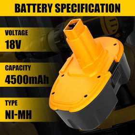 Boetpcr 2-pack 4500mAh 18V battery side view showing rugged Ni-MH cells
