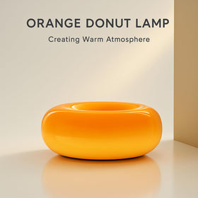 Bofea orange donut lamp adds mid-century flair to hallways.