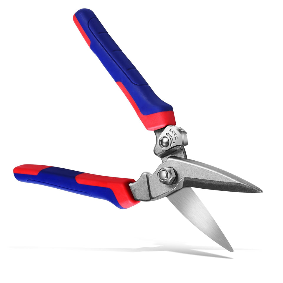 BoFuYuan heavy duty scissors blade close-up shows serrated edge for secure cuts.