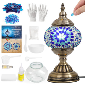 BOHMR Turkish Mosaic Lamp Kit blue front view for personalized ambience
