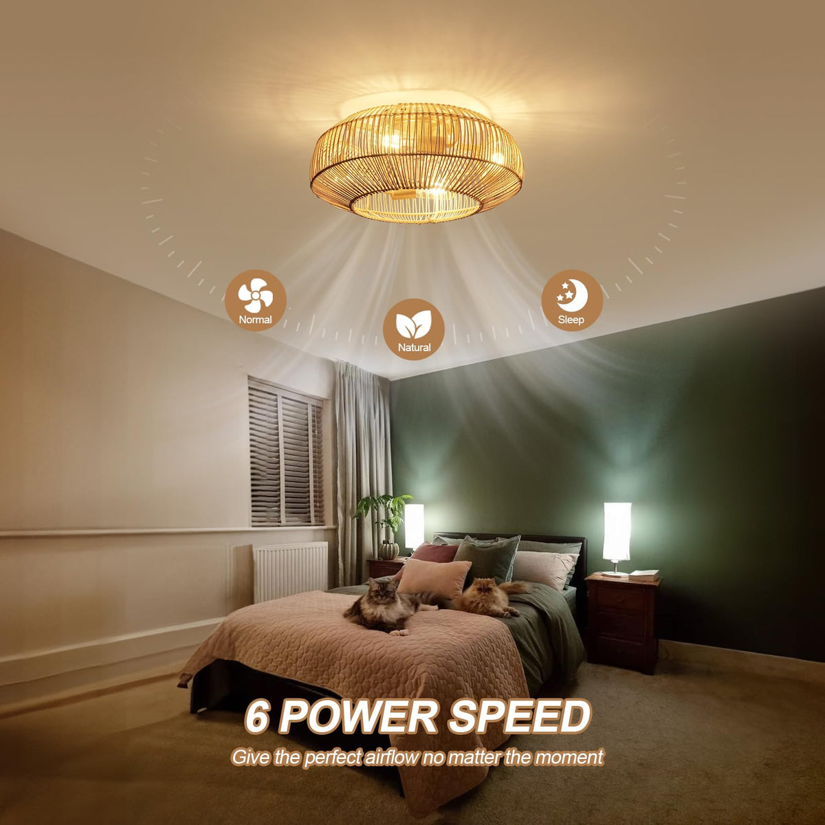 Boho Caged nursery bedroom light fan supports gentle nighttime lighting.