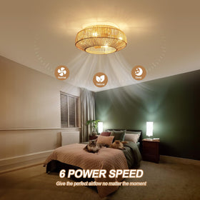 Boho Caged nursery bedroom light fan supports gentle nighttime lighting.