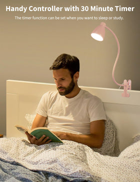 BOHON clip-on desk lamp with timer helps auto-off after 30 minutes