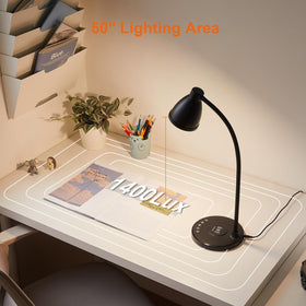BOHON desk lamp base with controls on a neat desk
