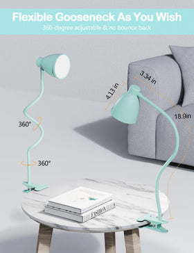 BOHON desk lamp clip-teal USB-powered setup with included adapter for easy power options.