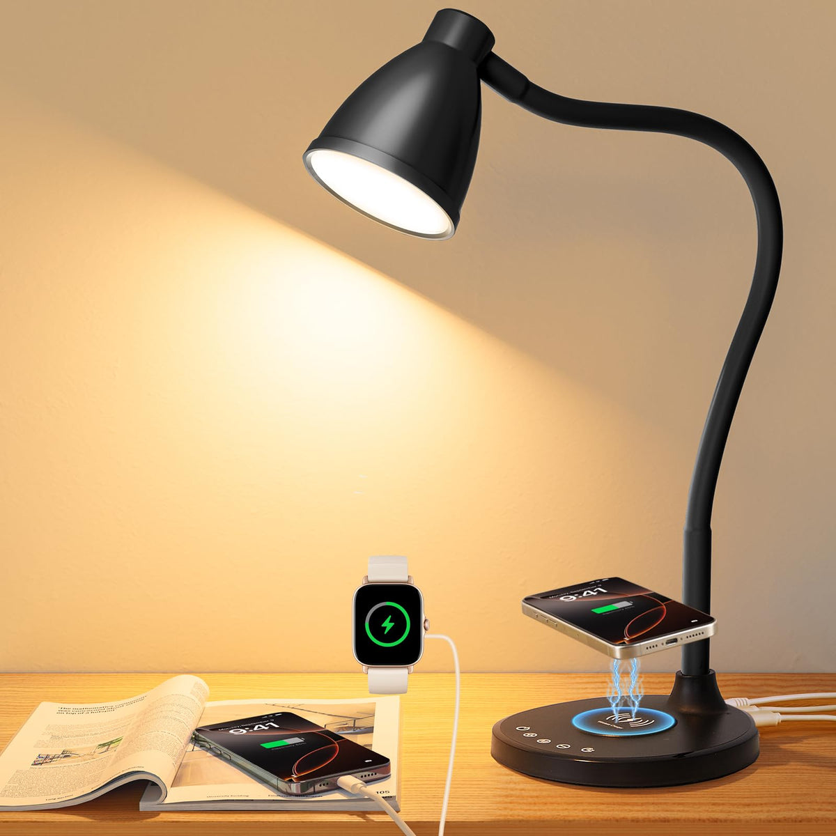 BOHON desk lamp front view for a sleek, focused home workspace