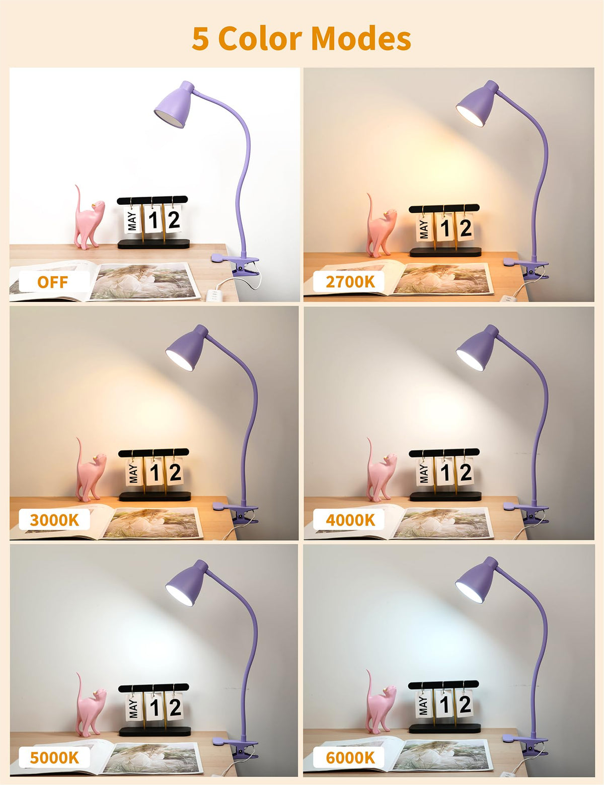 BOHON 360-degree gooseneck clip lamp offers precise desk illumination