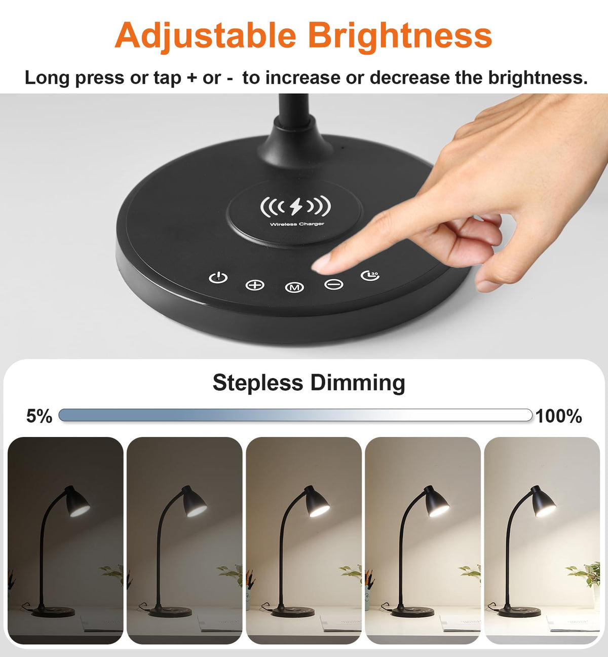 BOHON desk lamp tilt-neck in use for precise lighting