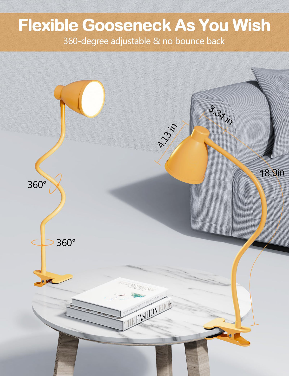 BOHON clip-on lamp with timer function for convenient auto-off.