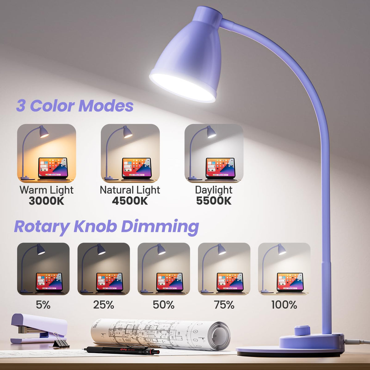 BOHON auto-dimming lamp adapts to room light for comfortable work