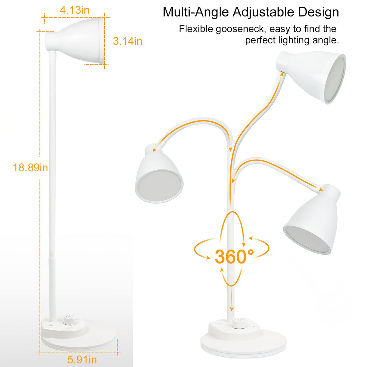 BOHON LED desk lamp flexible neck directs light as needed