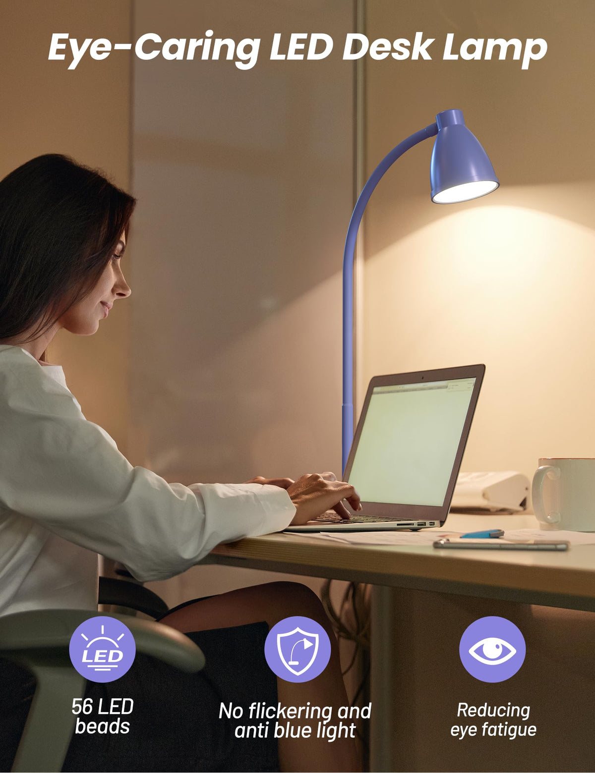 BOHON flexible neck desk lamp directs light precisely