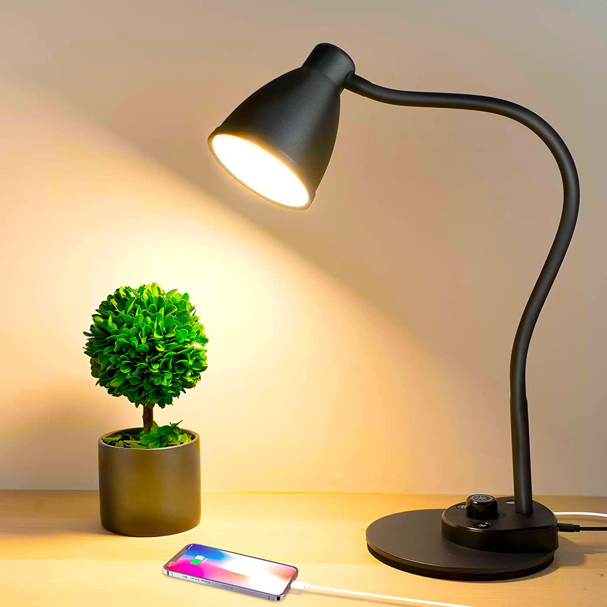 BOHON LED desk lamp with USB charging port enables convenient device charging at your desk.
