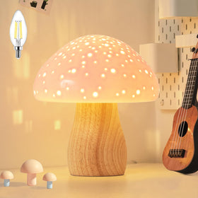BOHON Mushroom Lamp pink shade provides cozy ambient lighting for bedrooms.
