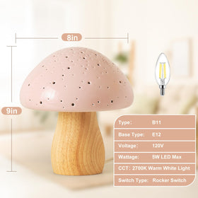 BOHON Mushroom Lamp wooden base adds natural stability and style.