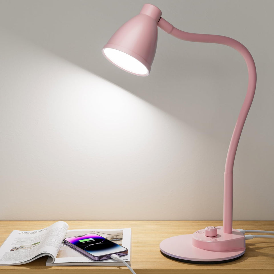 BOHON pink desk lamp base on a tidy desk for steady lighting