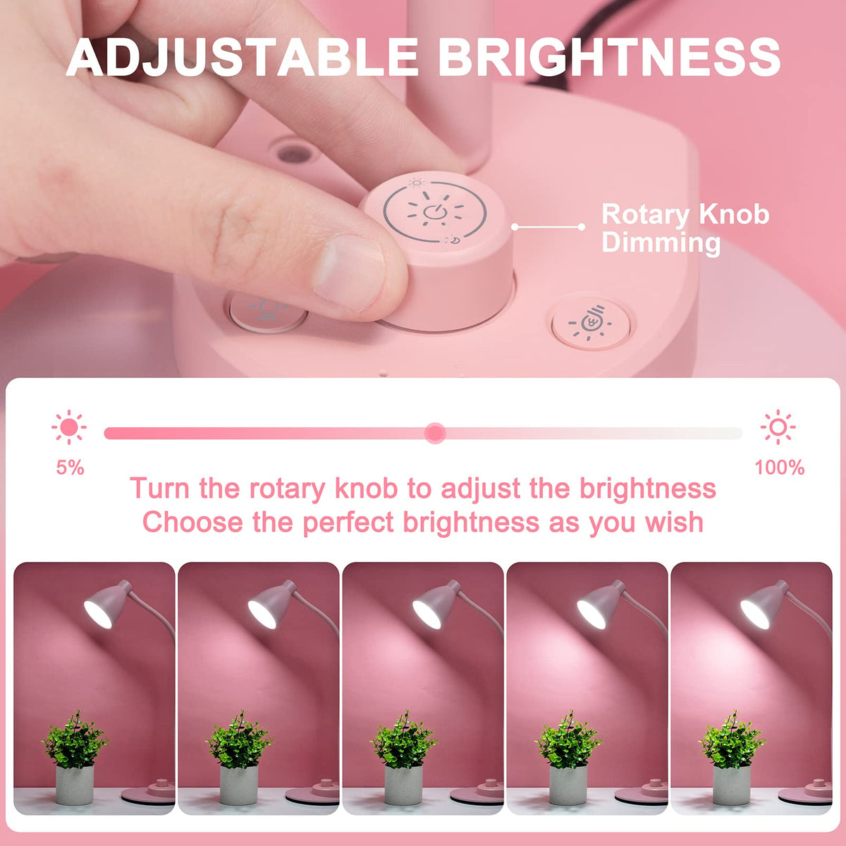 BOHON pink desk lamp LED panel provides even flicker-free light