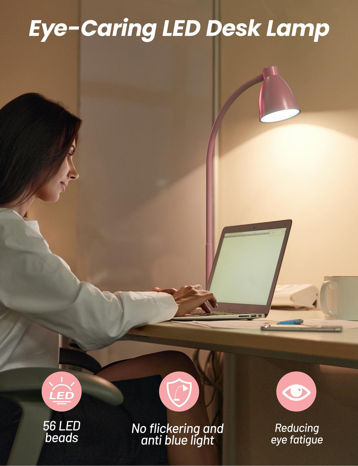 BOHON pink lamp offers natural white, white, and warm modes