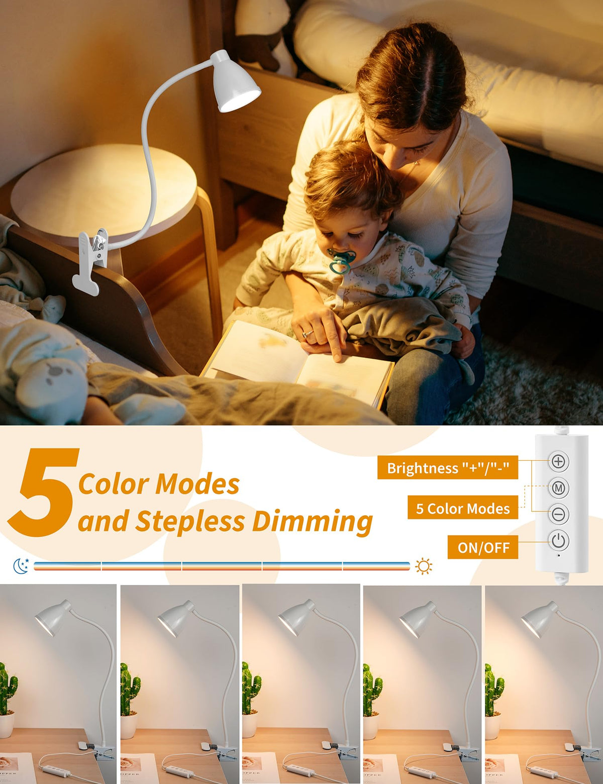 BOHON dimmable brightness control enables precise late-night lighting.