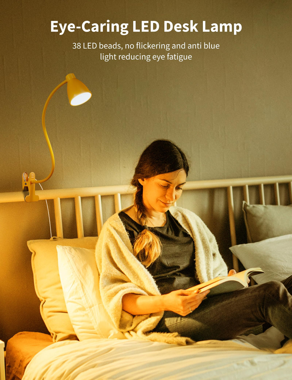 BOHON USB-powered desk lamp connected to a laptop or power bank.