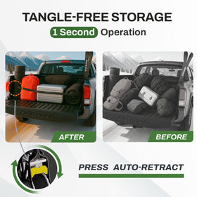 Bohua strap with swivel head on Gladiator bed rail for safe gear transport