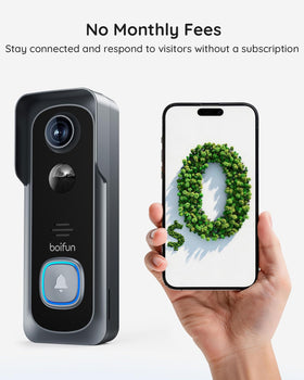 BOIFUN 5MP doorbell battery-powered design offers flexible placement.