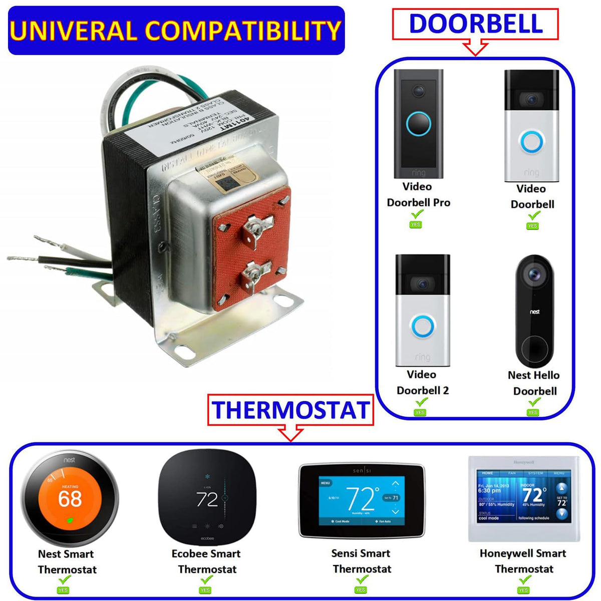 BOJACK 24V 40VA transformer side connection showcases secure wiring for safe installation