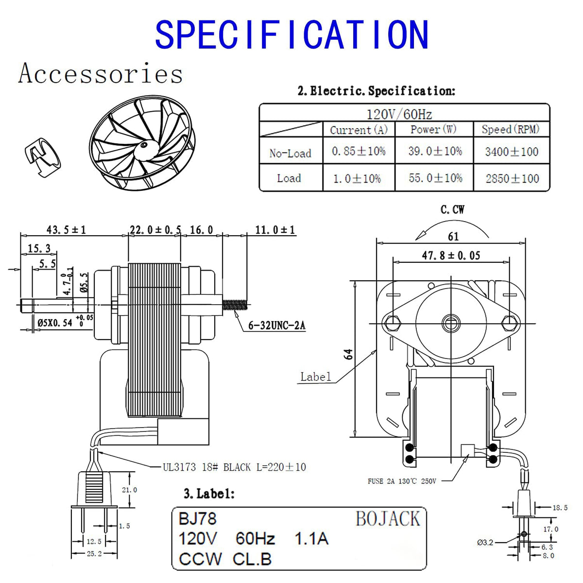 BOJACK YJF6178 compatible with Nautilus and Broan models.