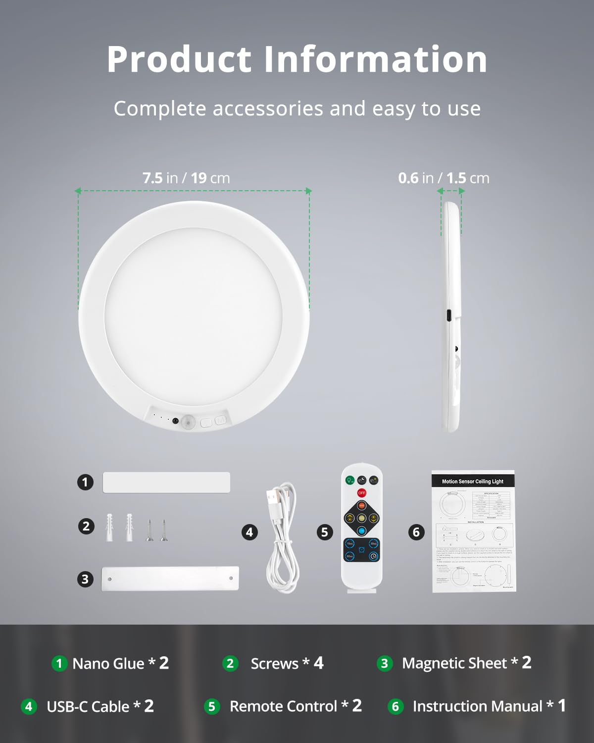 Bojim battery powered ceiling light ideal for pantry porch and hallway.
