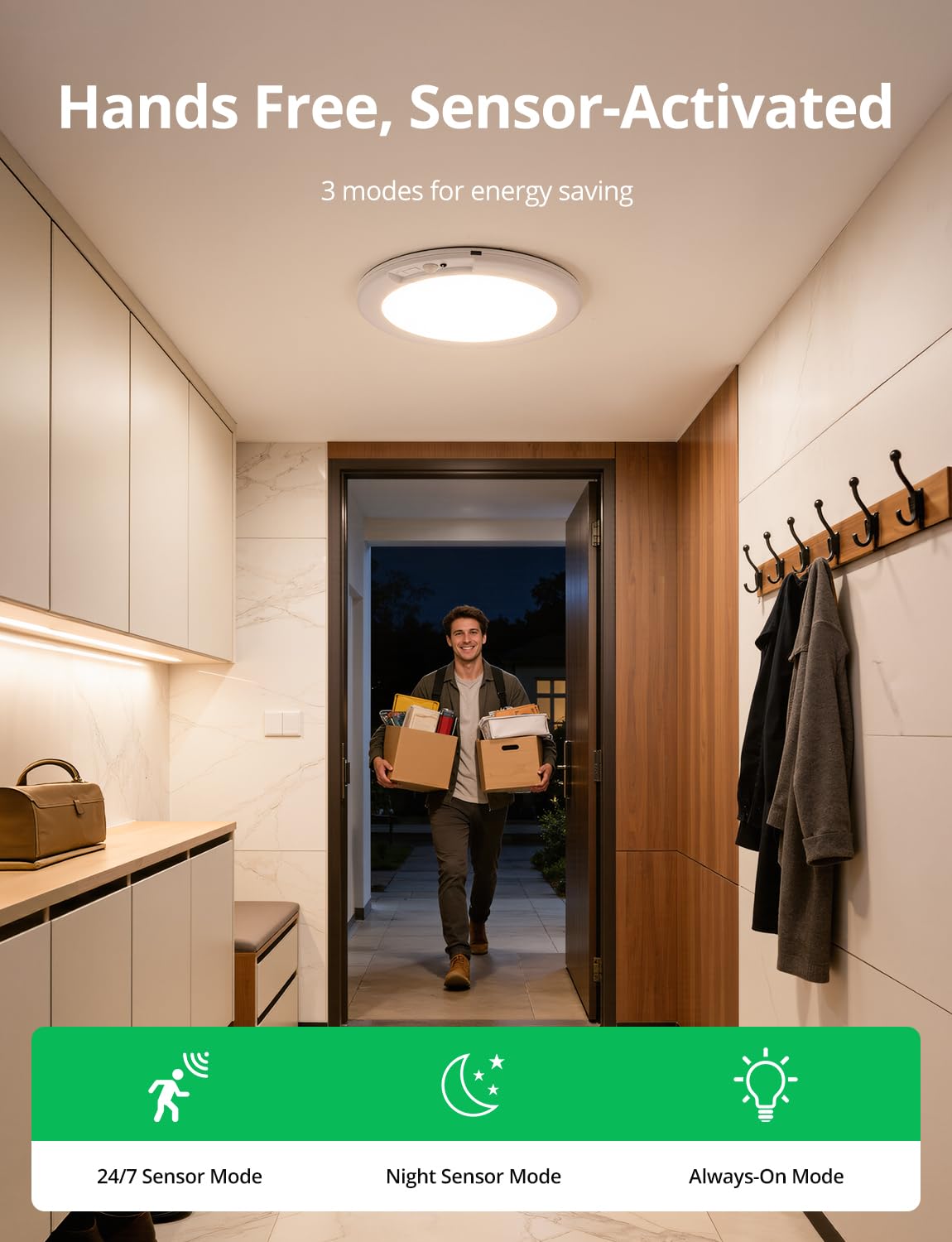 Bojim stick-on closet light with adhesive plate for renter-friendly setup.