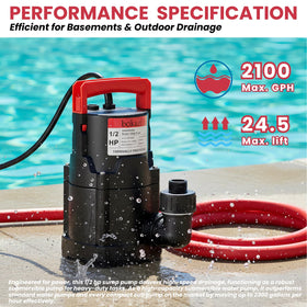 Bokazi drain pump includes a 25 ft power cord for distant outlets.