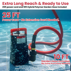 Bokazi submersible pump achieving a 24.5 ft lift for tall water columns.