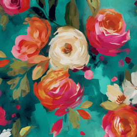 BOKEBEVE watercolor floral wallpaper in blue for walls and cabinets